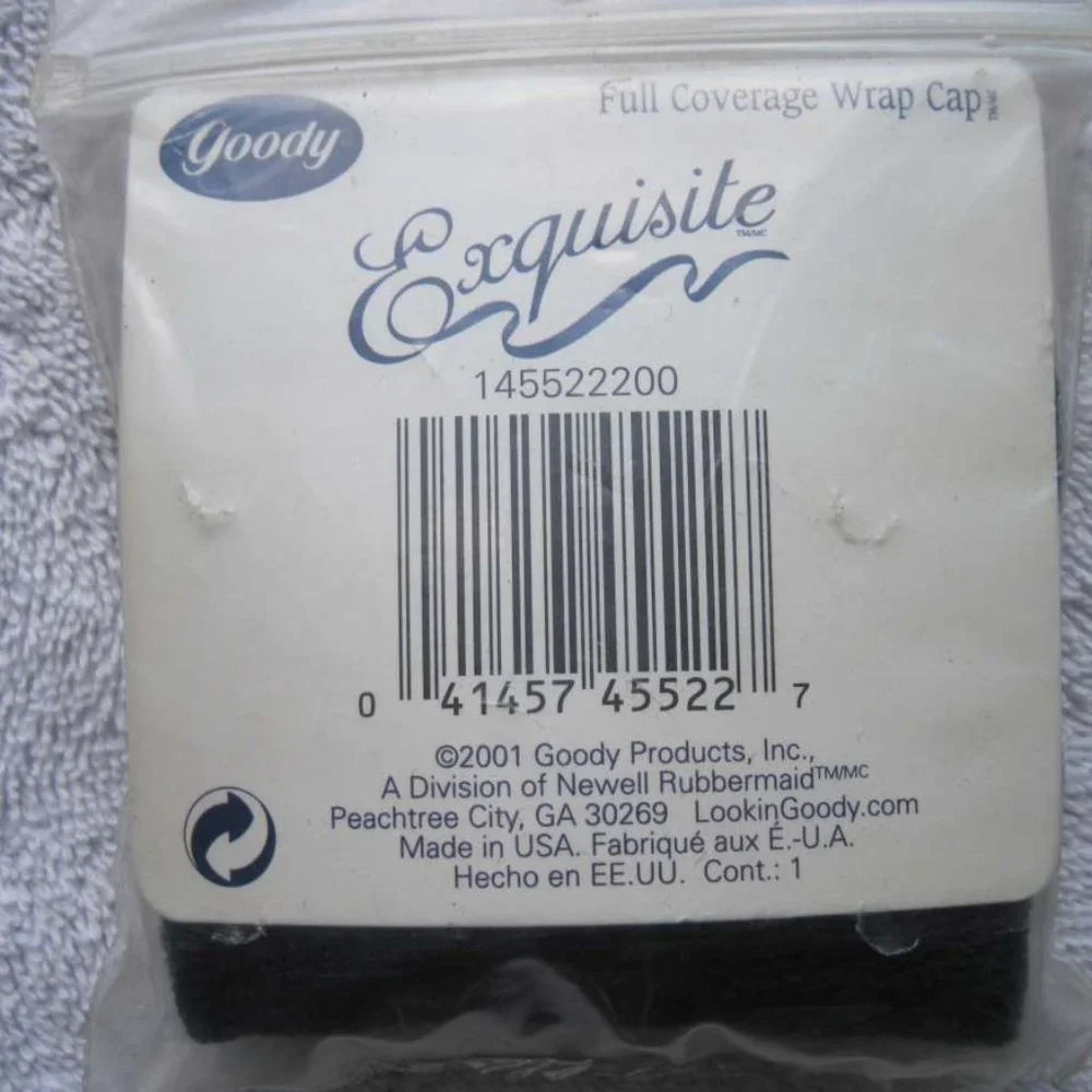 Goody Black Fabric Exquisite Full Coverage Wrap Cap Protect Hair Sleep 2001 U.S.